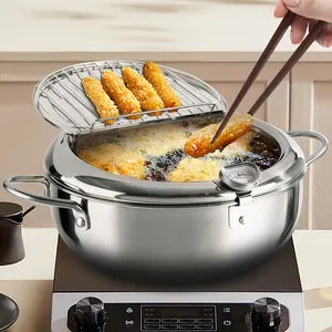 Stainless Steel Deep Fryer with V-Shaped Tip - Large Capacity, Precise Temperature Control, Gas Stove and Induction Cooker Compatible, Deep Fryer