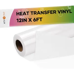 White Flock HTV Heat Transfer Vinyl-12" x 6FT Flock Vinyl Roll for T-Shirts, Flocked Iron on Vinyl for Cricut & Heat Press Machine- Easy to Cut & Weed