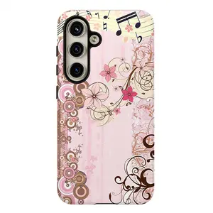 Vintage Music Notes Phone Cases , Shockproof Rugged Cover Dual Layer Soft TPU Hard Bumper Shell for Samsung S26 S25 S24 S23 S22 S21 NOTE20 Ultra A71 A56 A36 Plus FE A06 A13 A14 A15 A16 A23 A25 A26 A34 A52 A53 A54 A55 Edge, Aesthetic Musical Score & Floral