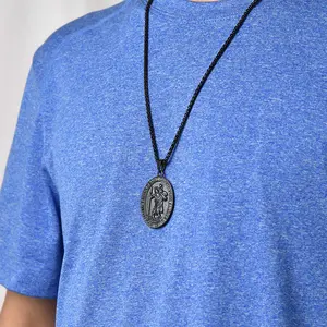 FaithHeart Catholic St Christopher Medal Necklace Stainless Steel