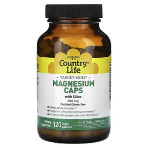 Country Life Target-Mins®, Magnesium Caps with Silica, 300 mg, 120 Vegan Capsules