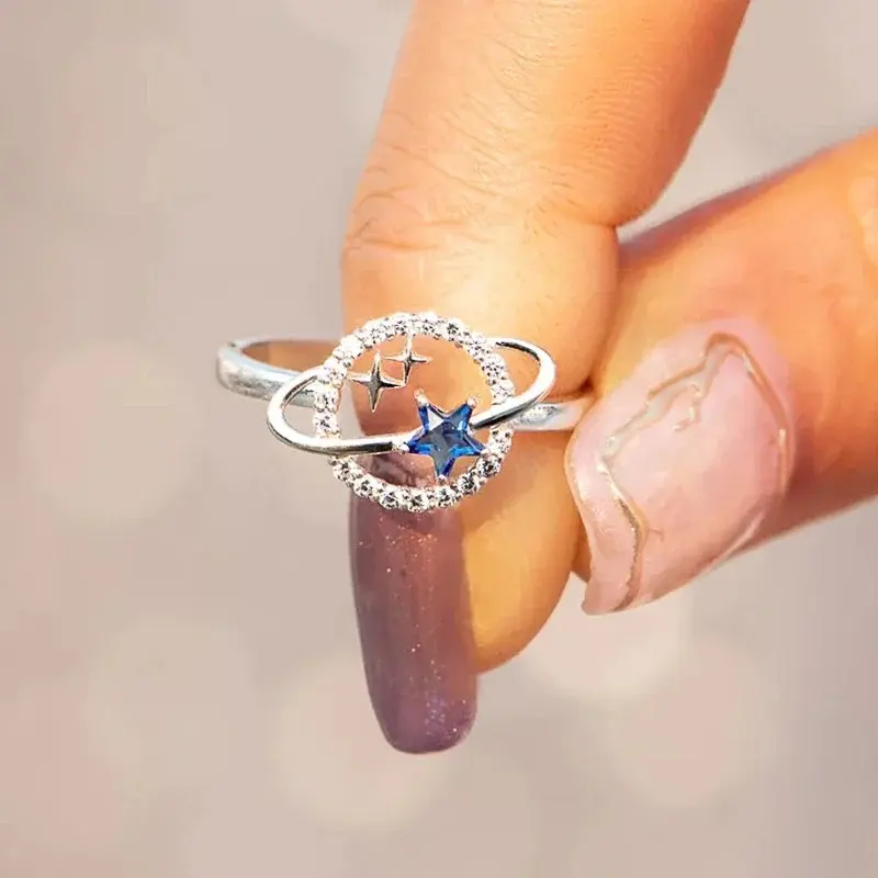 CAOSHI Delicate Planet Design Finger Ring for Women Silver Color Bright Zirconia Accessories for Engagement Statement Jewelry