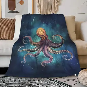 Octopus Fleece Throw Blanket Lightweight Super Soft Flannel Bed Blanket Perfect Home Decor for Couch Chair Sofa Living Room 80"X60" Large