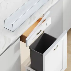 Snugly Fit 18" Length Cabinet Door Protector, Flexible Slip-On Plastic Edge Guard, Thin Transparent Protectors to Prevent Wear, Chipping, Discoloration, Bumpers, 3/4" Thick, 2 PCS