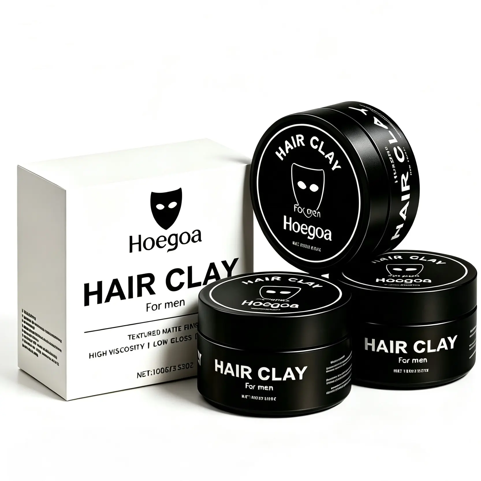 [3 Pcs ]Hoegoa Men's Hair Styling Product, Gentle Formula, Volumizing, Smooth, Long-Lasting Hold, Matte Finish, Daily Haircare, Clay Balm, Silky Cream, Sea Salt Spray-Infused Healthy Option Gel