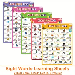 Common Word Learning Set, 5 Laminated Pinyin Posters, 220 Flashcards, A-Z List, K-1 Grade, Home School, Classroom Decor, Learning Charts