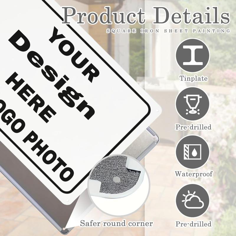 Custom Signs,Personalized Metal Signs for Office, Business,Workplace,Home,Yard,Arrow Signs,Shields,Love Signs,Decorative Slogans, Upload Images or Text,12 Colors,7 Styles (16x12Inch-Horizontal) B