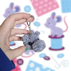 Crochet grey hippo keyring - super soft with safety eyes and keychain