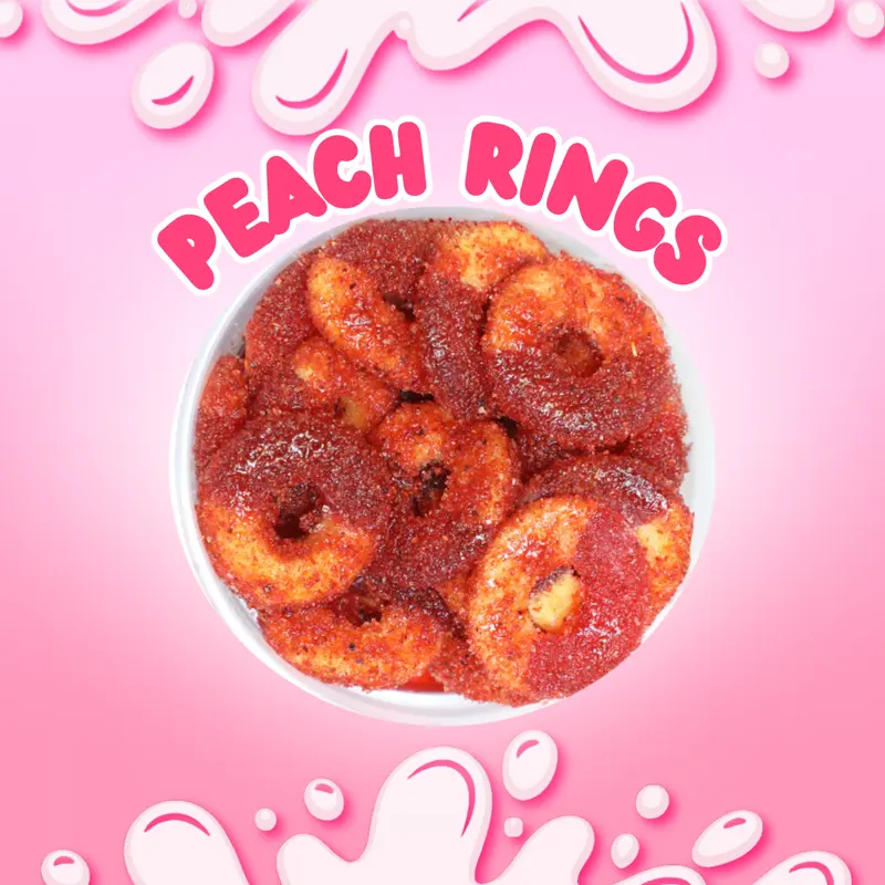 Peach Rings Enchilados 6oz & 8oz – Mexican Spicy Gummy Candy with Chamoy & Chili | Dulces Enchilados