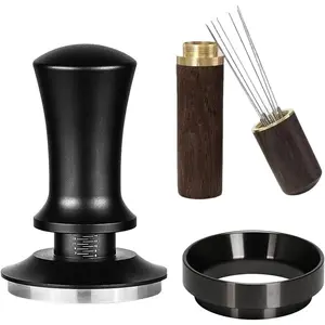 51mm Espresso Tamper Set, Espresso Accessories Kit with Adjustable Spring- Tamper, Stainless Steel WDT Tool and  Dosing Funnel for 51 mm Portafilters