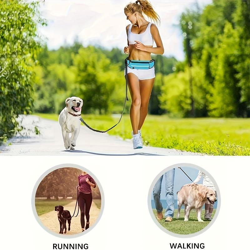 Hands-Free, Anti-Pull Dog Leash—Ideal for Walking and Running—Features a Zippered Waist Pouch, Extra-Thick Handle, and High-Elasticity Design