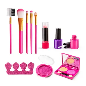 Pretend Makeup Kit for Girls, Kids Pretend Play Makeup Set - with Cosmetic Bag for Birthday Christmas, Toy Makeup Set for Toddler, Little Girls Age 3+(Not Real Makeup)