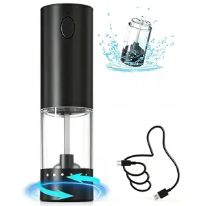 Rechargeable Electric Pepper Grinder,  Adjustable Coarseness Salt and Pepper One-Handed Grinder White LED Light and External Adjustable Coarseness Suitable for Kitchen, Dining Room, BBQ, Camping