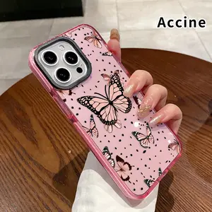 Phone case for iPhone 16 Pro Max 15 Plus 14 13 12 11 Butterfly Love Language Non-Yellowing Silicone Transparent Drop Protective Cover