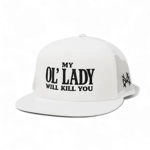 My Ol Lady Will Kill You Embroidered Trucker Hat Bold Graphic Adjustable Snapback