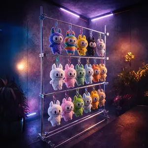 3-Tier Light Axis Hanging Rack | Adjustable Height Organizer for Plushies, Figurines & Cards |  Tools Included