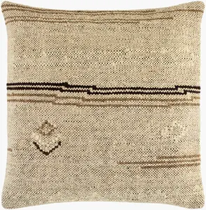 Tan Modern Accent Pillow with cotton details for sofa bed or accent chair
