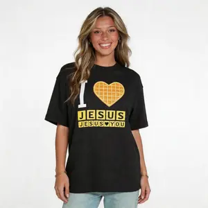Unisex Christian Tshirt - Short-Sleeve Round Neck Waffle Sports Top, Jesus Love Quote Graphic, Bryce Crawford Merch, Breakfast-Inspired Streetwear Christian Clothing