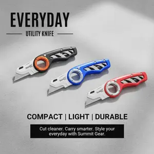 EDC Folding Utility Knife,Compact,BoxCutter,Lightweight,Aluminum Handle,5 PICS SK5 Blades replacement,Belt Clip,knives for men,tools and gadgets for him,EDC Tool for HomeOffice,navajas para hombres trabajo