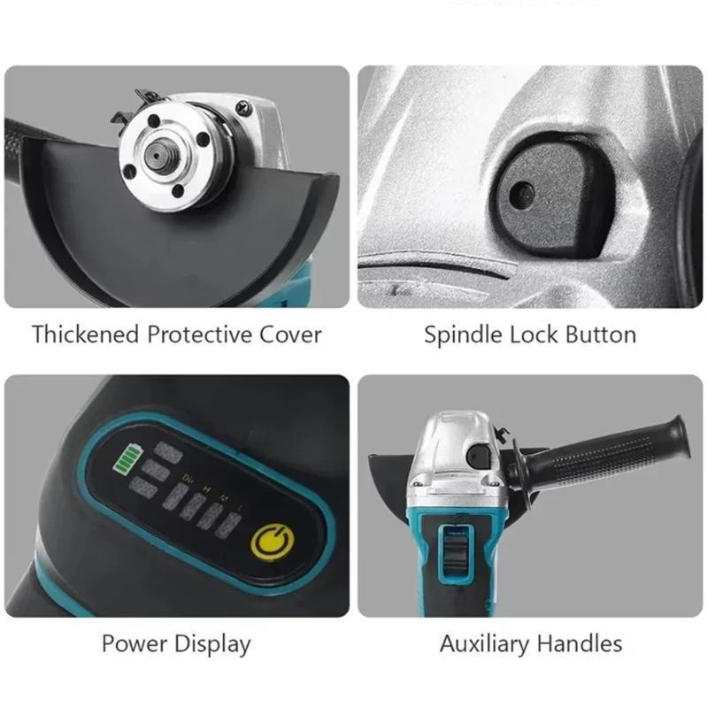 DGA404 100/125mm Brushless Angle Grinder Variable Adjustment Cordless Grinding Cutting Woodworking Tool For 18V Battery Impact Drill