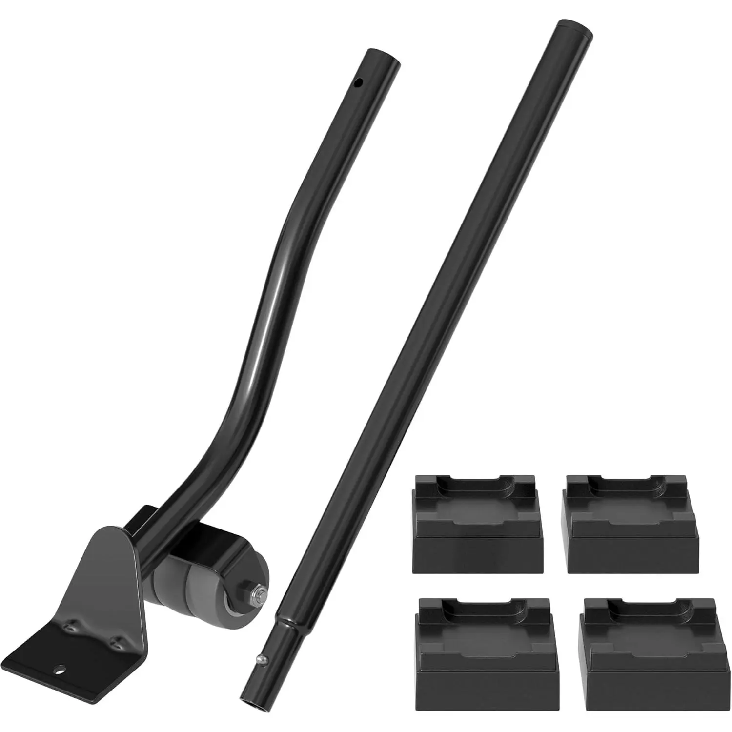 Industrial Furniture Lifter - 24in Black Alloy Steel Jack with 4 Heightening Blocks, 500lb Capacity for Moving Sofa, Refrigerator