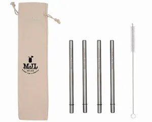 Short 5 3/4" Safer Rounded End Stainless Steel Straw for Half Pint Mason Jars
