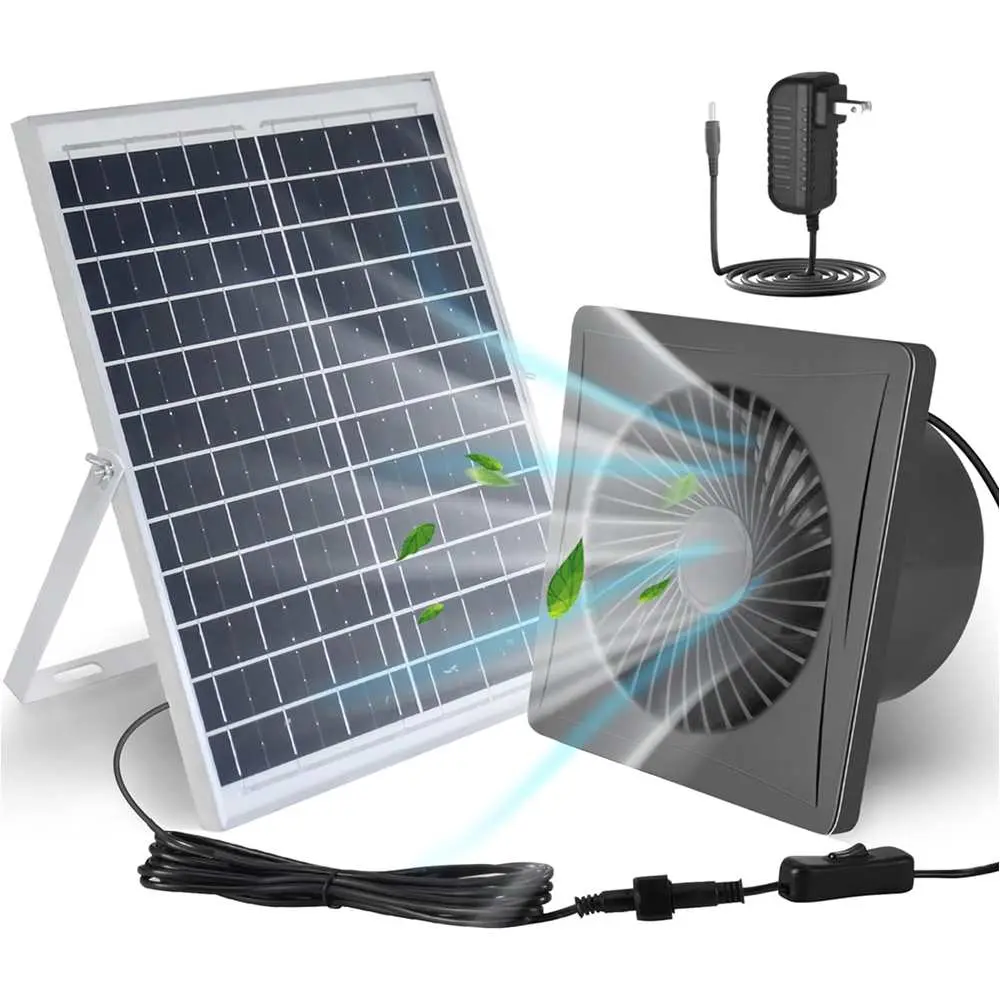 SUNMORN Solar Fan, 25 Watt Solar Panel 8” High Velocity Solar Fan with Rack, Solar Attic Fan with Power Adapter, Waterproof Solar Exhaust Fan for Removing Moisture, Odors and Smoke from Indoor Air,Suitable for storage rooms, kitchens, sheds, chicken coops