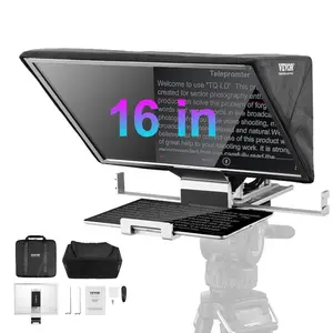 VEVOR Teleprompter, 16 Aluminum Alloy, Floor Type with Adjustable Angle Spectroscope, Remote Control, for YouTube, Twitch, Zoom, Supports DSLR/Webcam, for Video Recording/Live Streaming