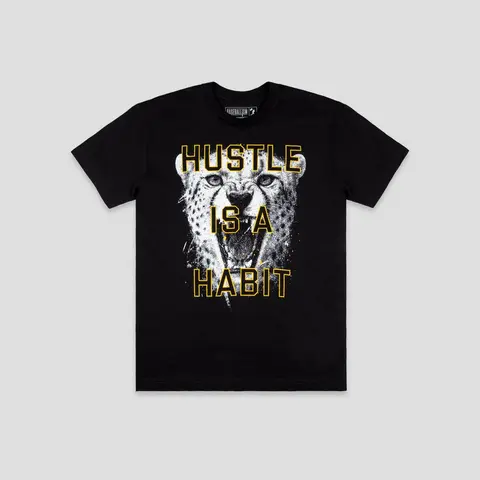 Youth Hustle is a Habit Cheetah Print Cotton Casual Short-Sleeve T-Shirt, Sports & Outdoor Tee Top