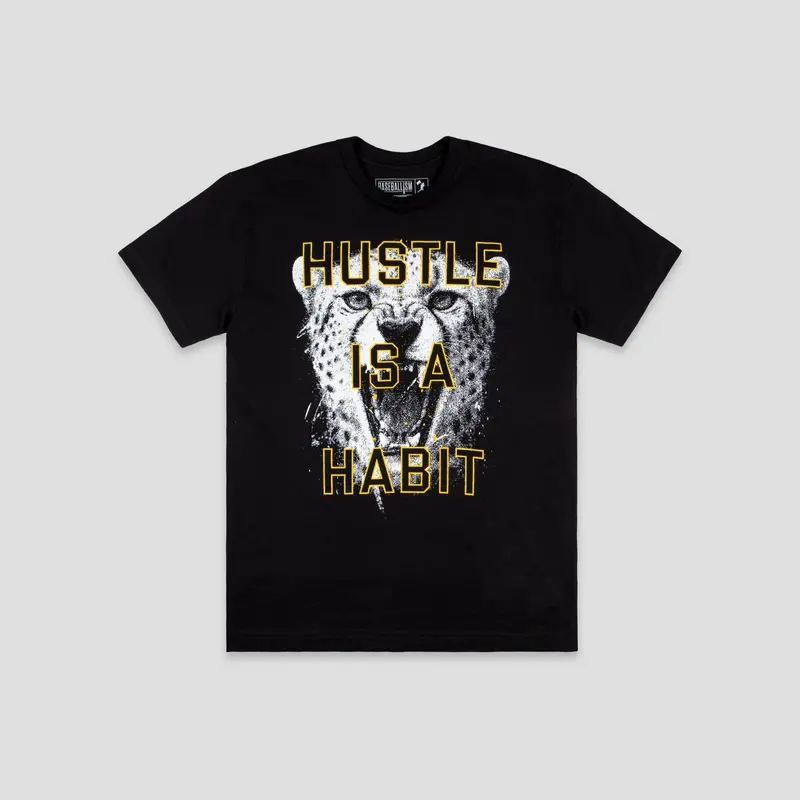 Youth Hustle is a Habit Cheetah Print Cotton Casual Short-Sleeve T-Shirt, Sports & Outdoor Tee Top