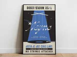 Nsync Vintage 90s Tour Inspired poster Print, Justin JC Joey Chris Lance No Strings Attached Unframe Matte Poster Decor