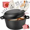 5QT Cast Iron Dutch Oven Bread Baking Kit - Complete Sourdough Supplies Set - Proofing Basket & Lame