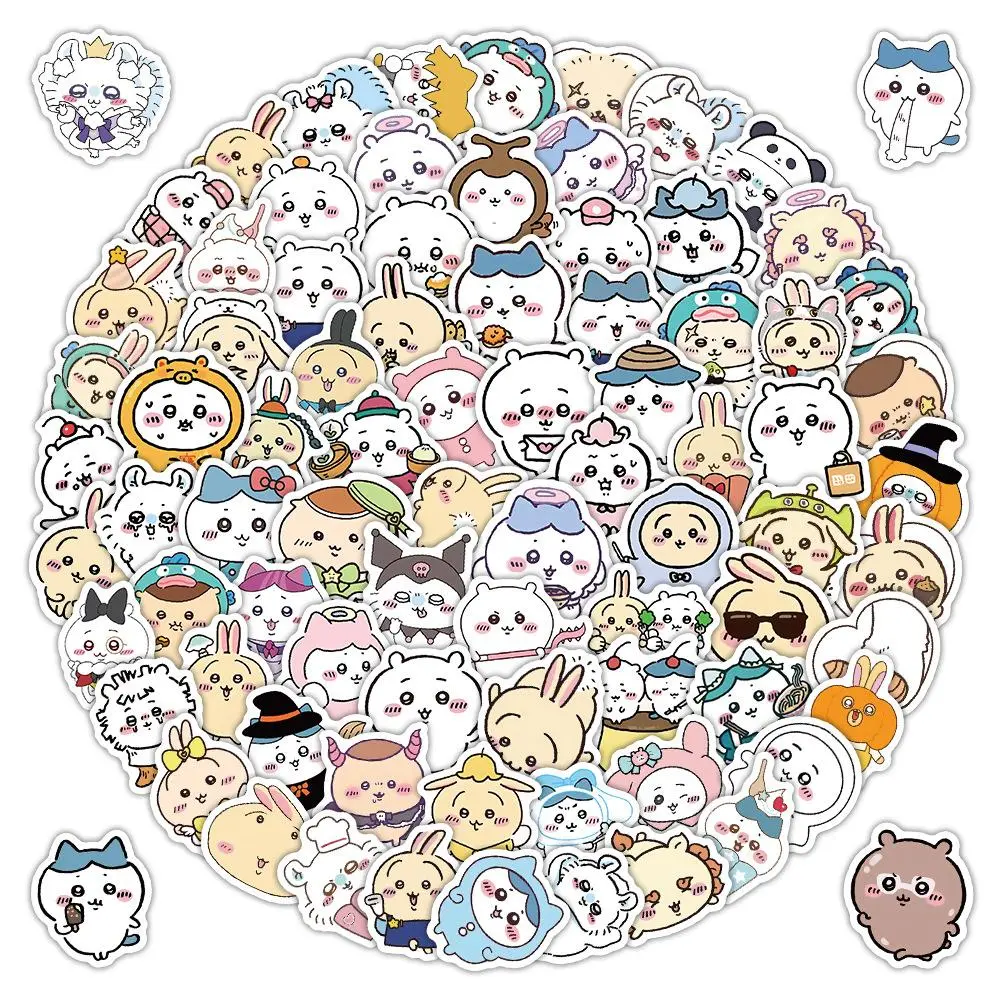 102pcs Chiikawa Graffiti Anime Stickers, Cute Hachiko & Usagi DIY Decorative Stickers for Water Cups, Phone Cases, DIY Specialty Toys & Hobbies Accessories