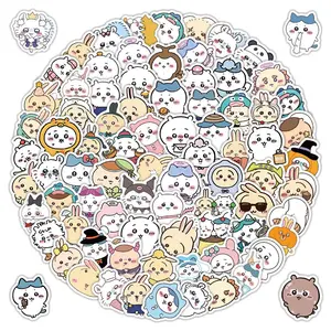 102pcs Chiikawa Graffiti Stickers Cartoon Hachiko and Usagi Cute Decorative Water Cup Phone Case, Creative DIY Anime Stickers