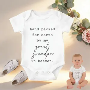 Soft Baby Bodysuit Hand Picked For Earth By Great Grandpa In Heaven Print 100% Pure Cotton Non-Irritating Snap Closure Breathable Perfect For Gifting & Everyday