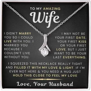 To My Wife Necklace, Cubic Zirconia Pendant, Sentimental Anniversary Gift