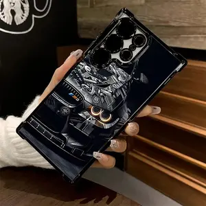 A Black Luxury Car Pattern Phone Case Compatible with for samsung for Galaxy S25 S24 S23 S22 S21 FE Ultra Plus 4G 5G, Featuring a Transparent Soft Back Cover for Drop Protection.Christmas gift Cellphone Smartphone Protective Protector Casing