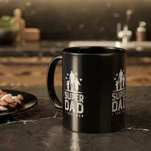 Father's Day Super Dad Mug - Ceramic Tea Mug, 11oz & 15oz Options, Dishwasher & Microwave Safe, ORCA Coating for Color Transfer - Drinkware, Coffee