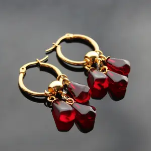 Pomegranate Lover Gift: Hoop Earrings with Pomegranate Seeds Persephone Jewelry