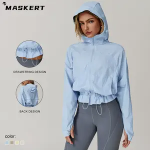 MASKERT Women's outdoor lightweight sun-protective jacket, quick-dry sun protection jacket, short waist-cinched jacket, skin-friendly breathable sun-protective jacket summerwins Womenswear Coats