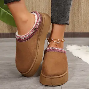 Women's Slippers with Cozy and Durable - Outdoor Non-Slip Comfort with Thick Flat Soles and Platform Snow Boots Perfect for Winter