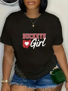 100% Cotton Buckeye Girl Ohio Home Heart State T-Shirt