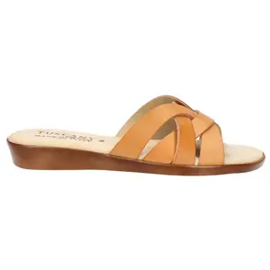 Easy Street Womens Zanobia Tuscany Slide Casual Sandals Casual Low Heel 1-2" - Brown