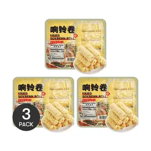 3 Pack GONGHE Crispy Fried Tofu Skin Roll 4.23 oz Each - Chinese Hot Pot Mala Tang Ingredient