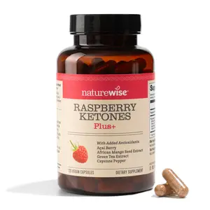 NatureWise Raspberry Ketones Plus+ Capsules - For Healthy Metabolism Support Edible Supplement