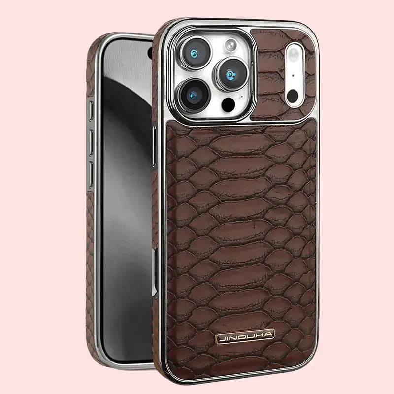 Snake Skin Pattern Light-Luxury Creative Smartphone Case - Shockproof Anti-Drop Protection Accessory for iPhone 17 Pro Max, 16 Pro, 15, 14, 13 - High-End Business Style, Handheld
