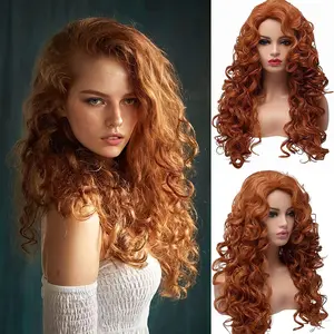 BESTUNG Long Fox Red Hair Curly Wavy Full Head Halloween Wigs for Women Cosplay Costume Party Hairpiece (130A-Fox Red)