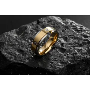 Gold/Silver Stainless Steel Band Ring: High Polish Unisex Jewelry (Size 13)
