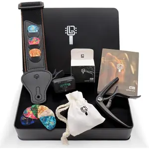Accessories Kit by  -  Metal Tin with  Strap, Capo, Tuner, Picks for Acoustic, Bass, Electric & Ukulele s - Ideal  Gifts for Men, Beginners, and Pros