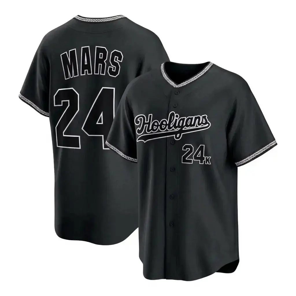 5 Design Hooligans 24K Mars Baseball Jersey – Mars Concert Tour Fan Jersey, Hip Hop Music Baseball Shirt Baseball Jersey Shirts